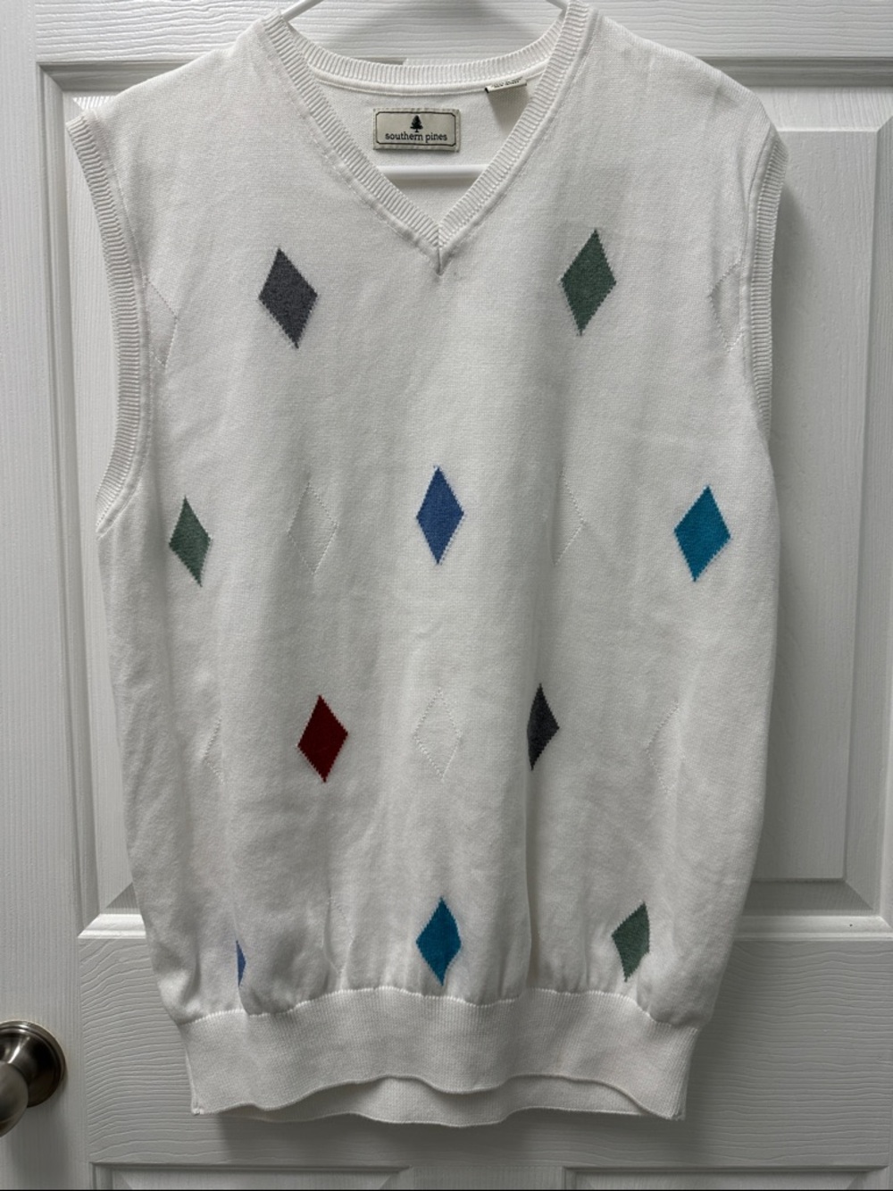 Mens Southern Pines Sweater Vest Diamond Pattern Golf